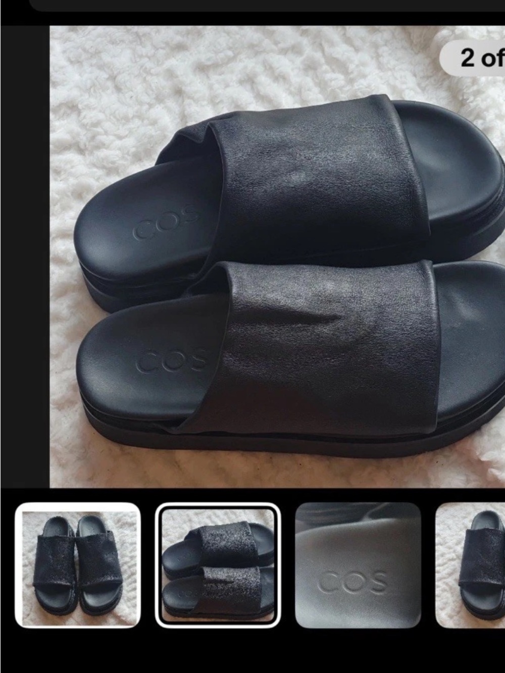 COS Black Leather Slide Sandals